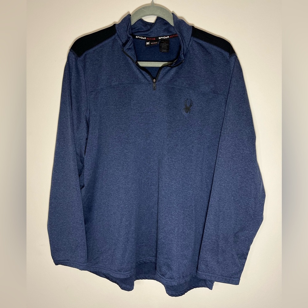 Spyder Active 1/4 Zip Performance Blue Pullover, … - image 1